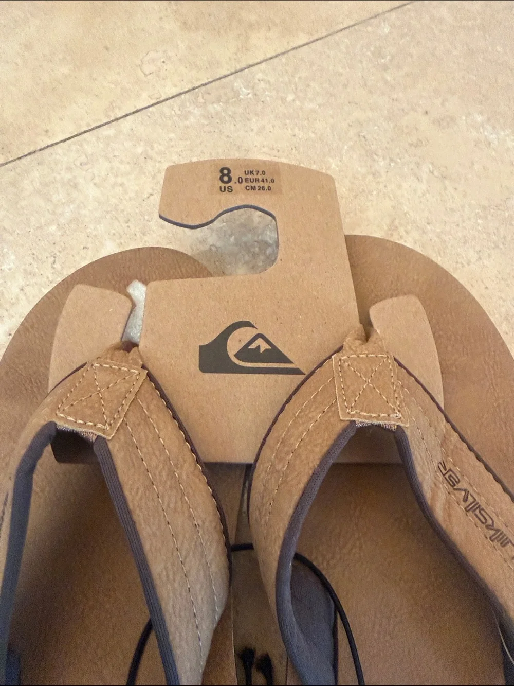 NWT Quiksilver Tan/Brown Men's Flip Flops Size 8